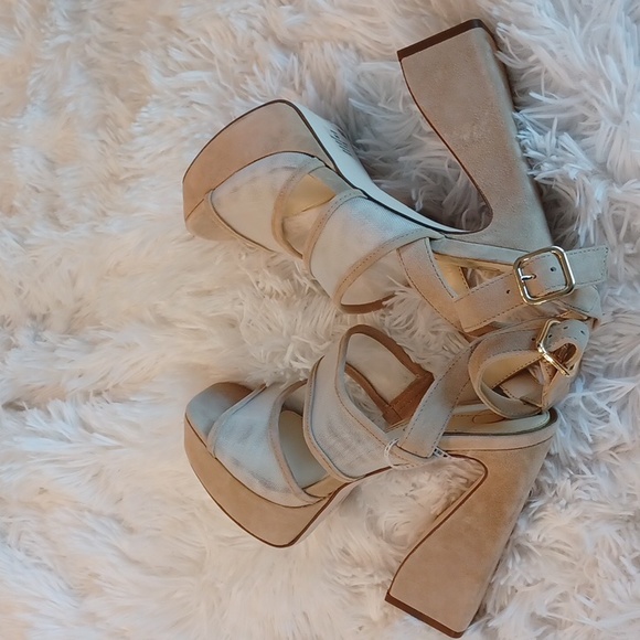 JESSICA SIMPSON DRIXI Platform Flare Heel Sexy Mesh Sandals Multi Sizes NEW - Picture 9 of 14